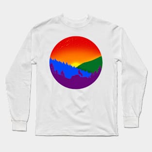 Subtle Gay Pride Flag Landscape Long Sleeve T-Shirt